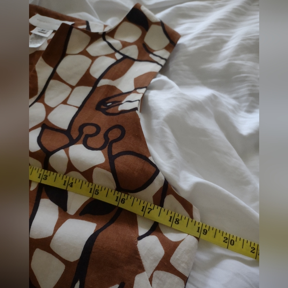 Corey Lynn Calter x Anthropologie Giraffe Linen Feel Shift Dress Brown Size M - Picture 6 of 9